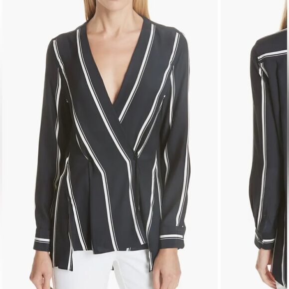 rag & bone Debbie Stripe Silk Blouse size XXS - Picture 6 of 12